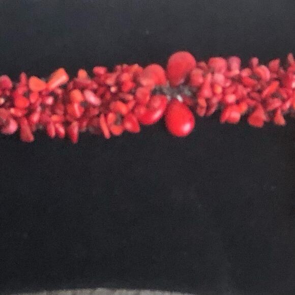 Vintage Bohemian Red Multiple Size And Shape Beaded Bracelet and Earring Set - Picture 5 of 8
